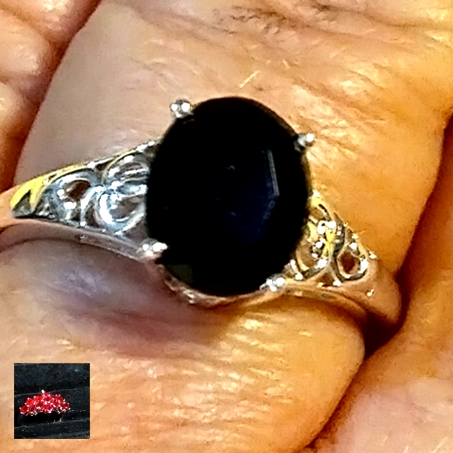Black Tourmaline Oval Cabochon In A Filigree Open Cut Sterling Setting Size 9 64$